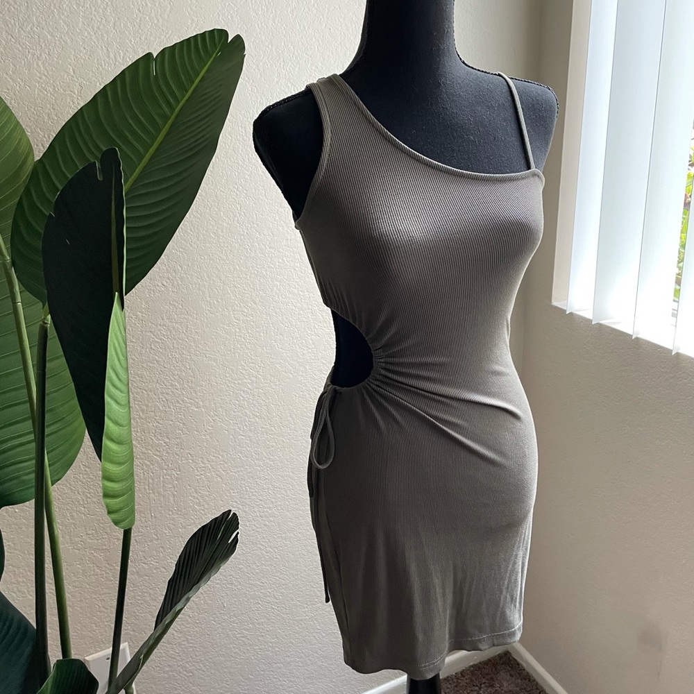 Lilyful Cut Out Olive Green Dress